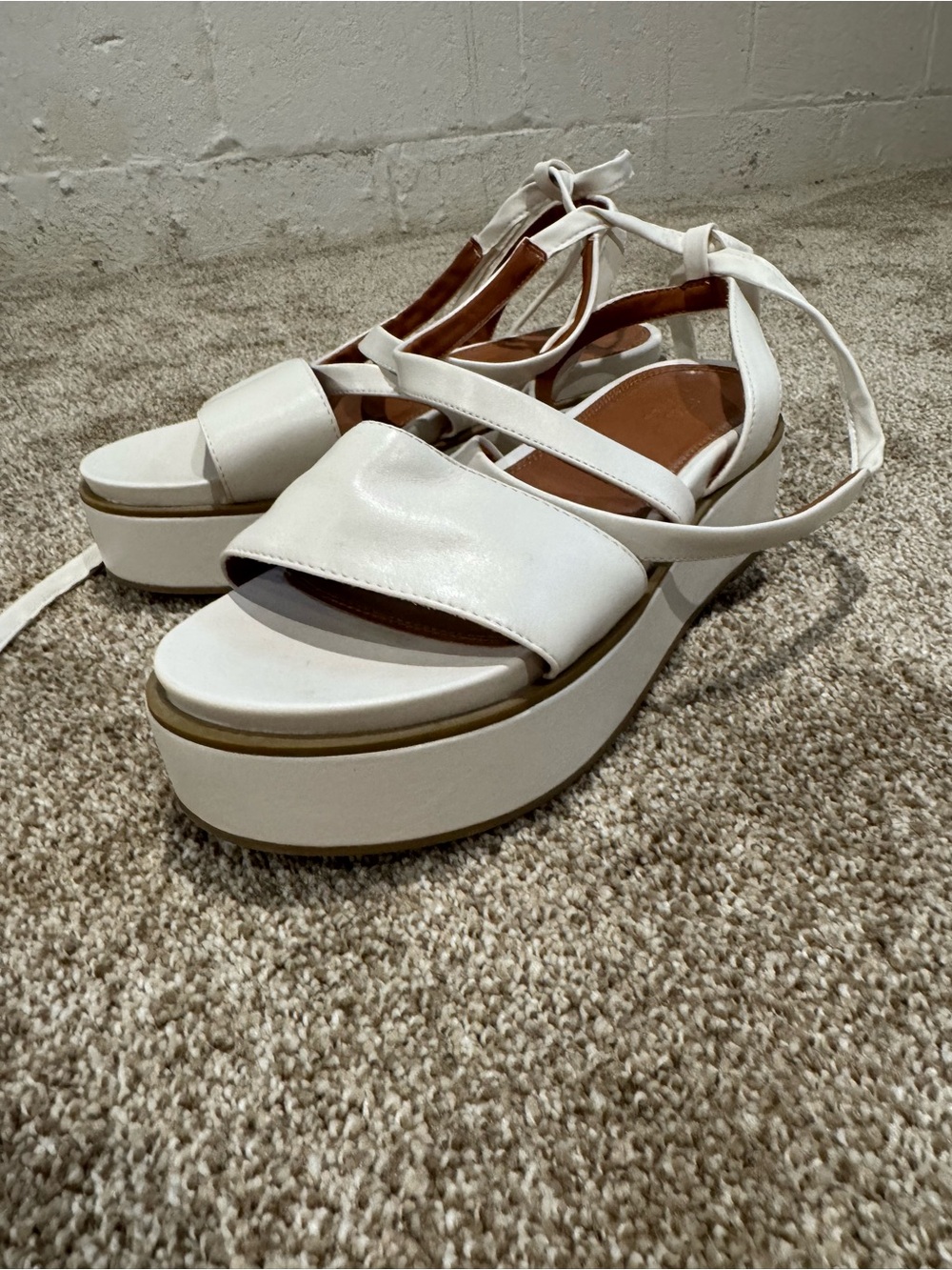 ASOS White Platform Ankle-Tie Sandals